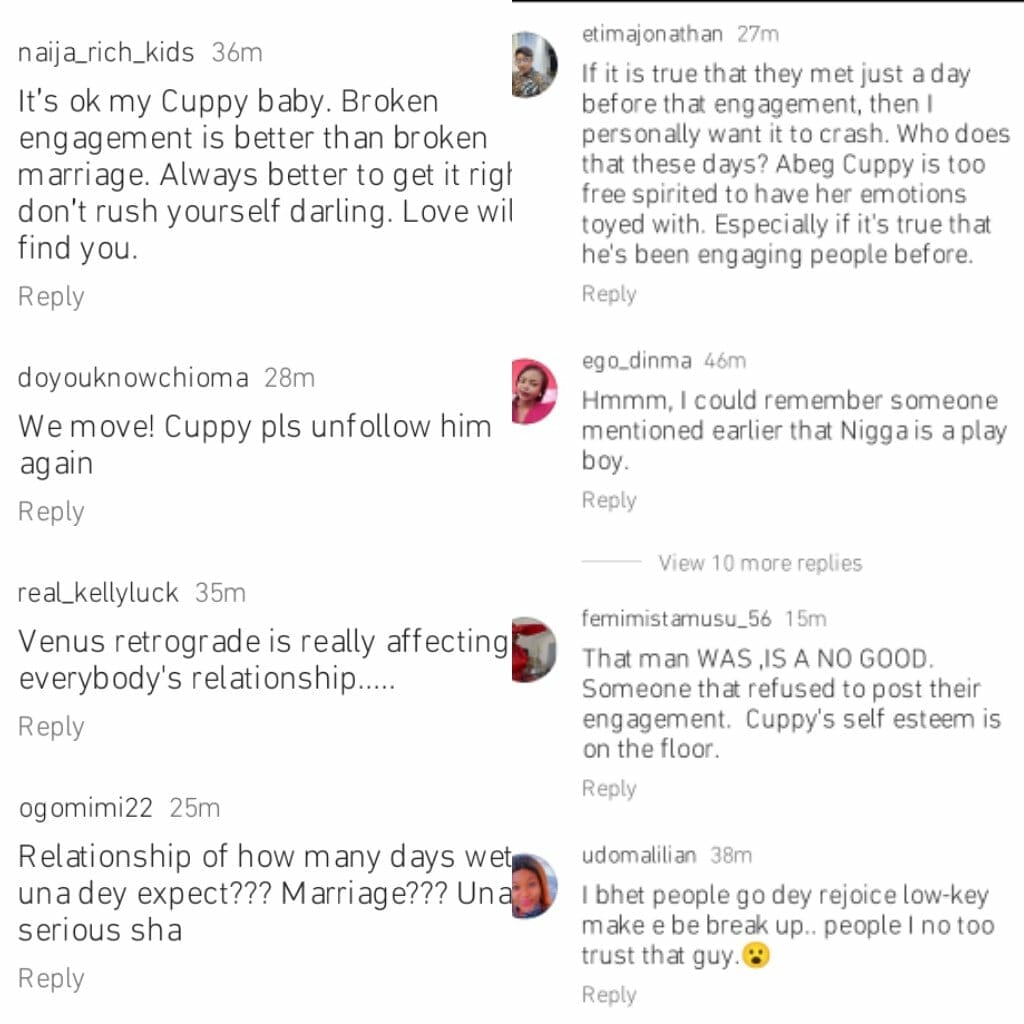 Reactions as DJ Cuppy and Ryan Taylor break-up