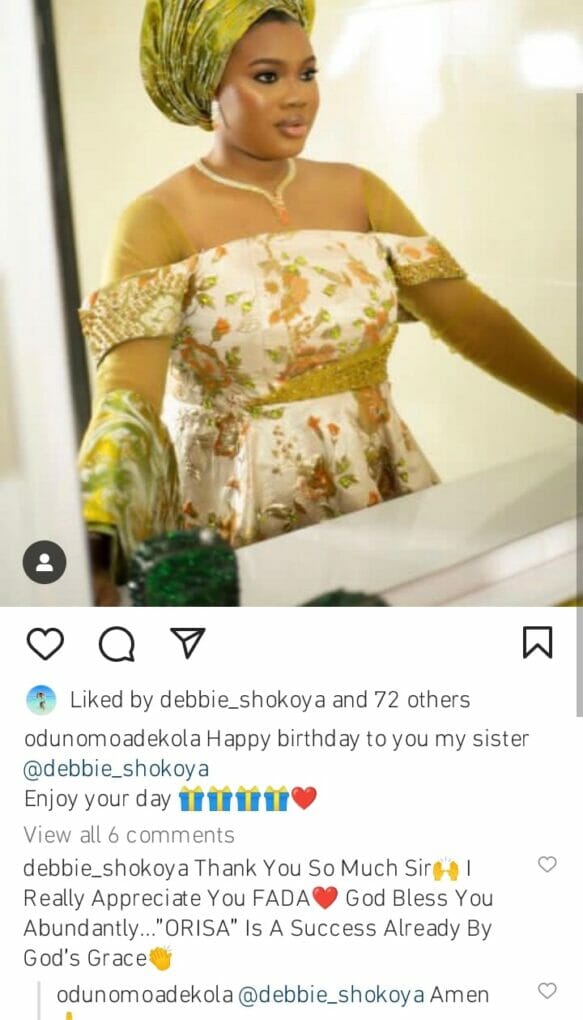 Debbie Shokoya appreciates Odunlade Adekola for celebrating her birthday