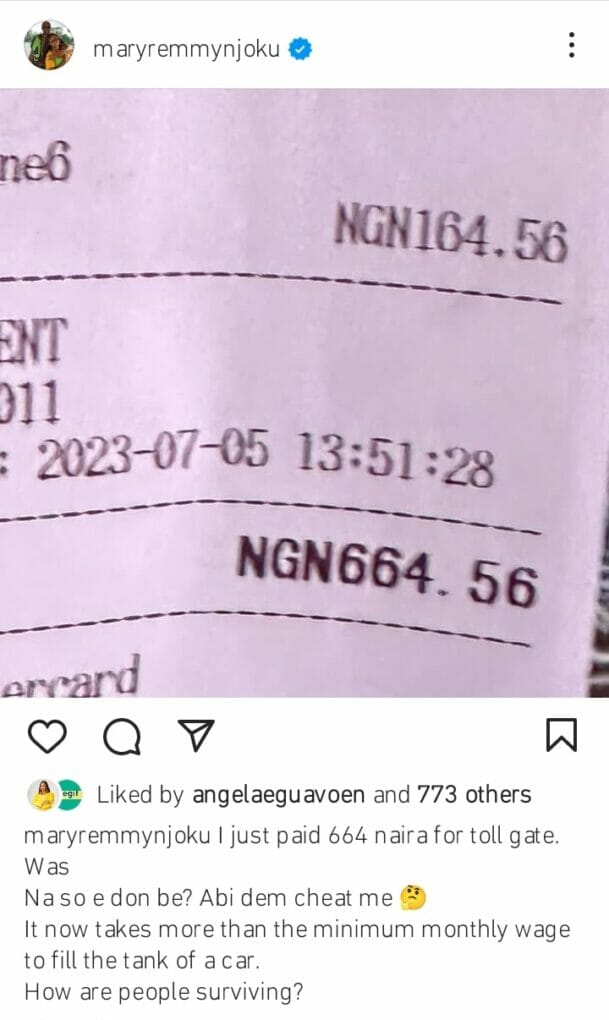 Mary Njoku cries out after paying 664 naira at toll gate