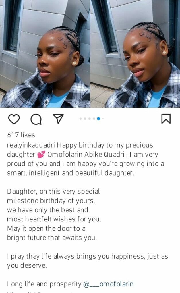 Yinka Quadri celebrates daughter's birthday