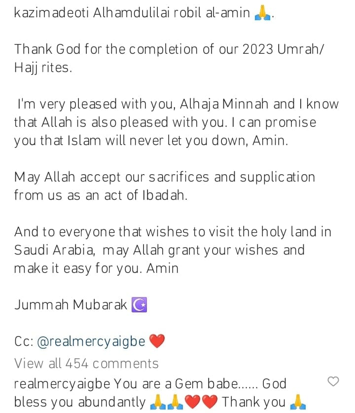 Kazim Adeoti assures Mercy Aigbe that Islam wouldn't fail her