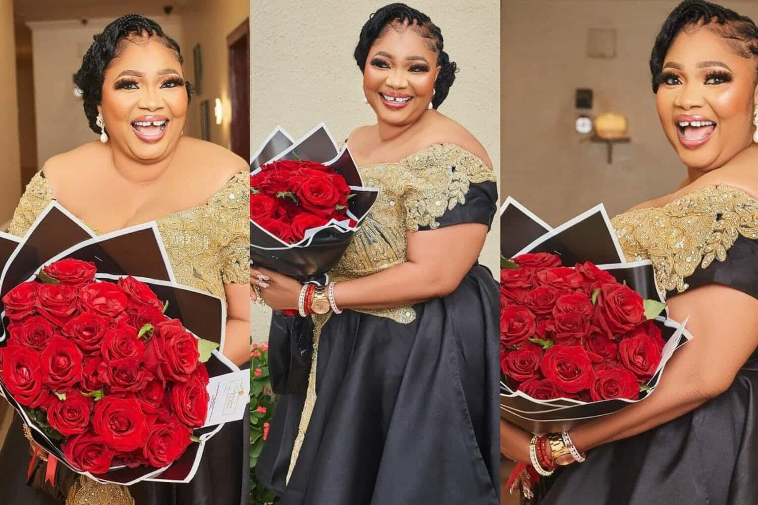 Jaiye Kuti Marks Th Birthday With Self Declaration Dedicates Bouquet Of Roses To Her