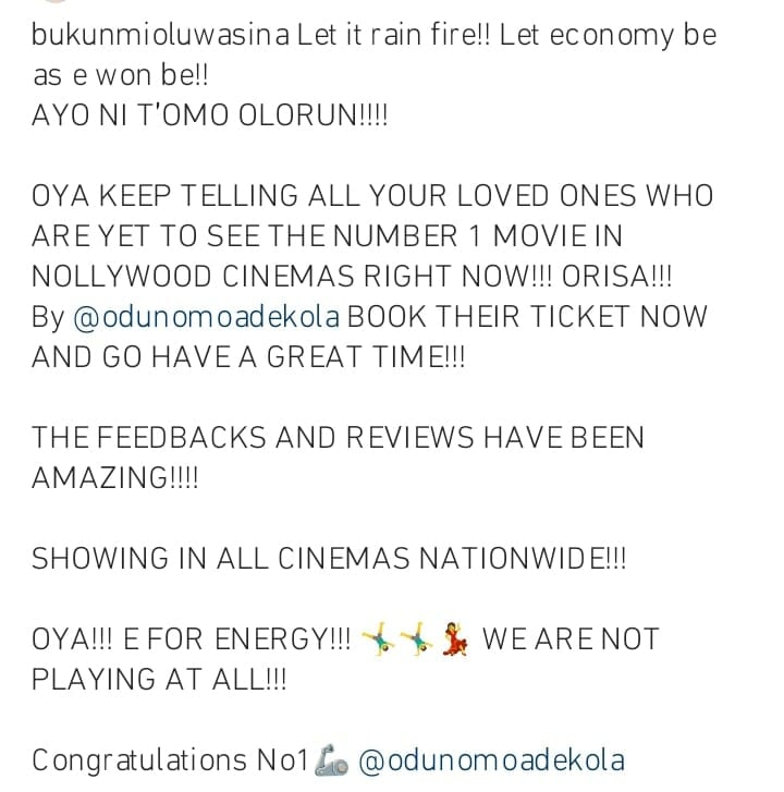 Bukunmi Oluwasina congratulates Odunlade Adekola