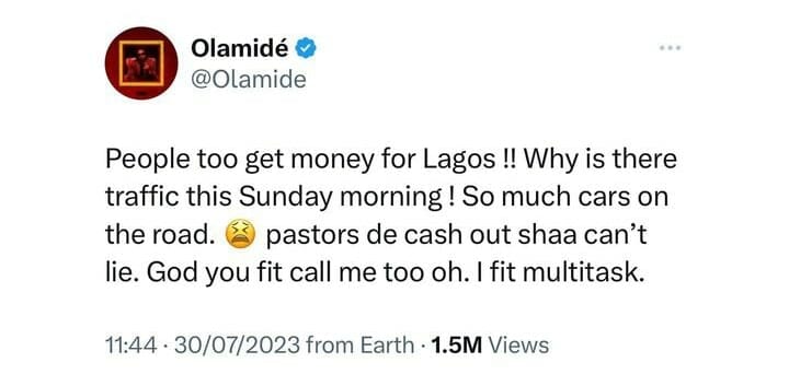Olamide begs God for Ministerial calling