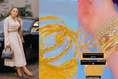 Regina Daniels gold jewelry worth 10 millions