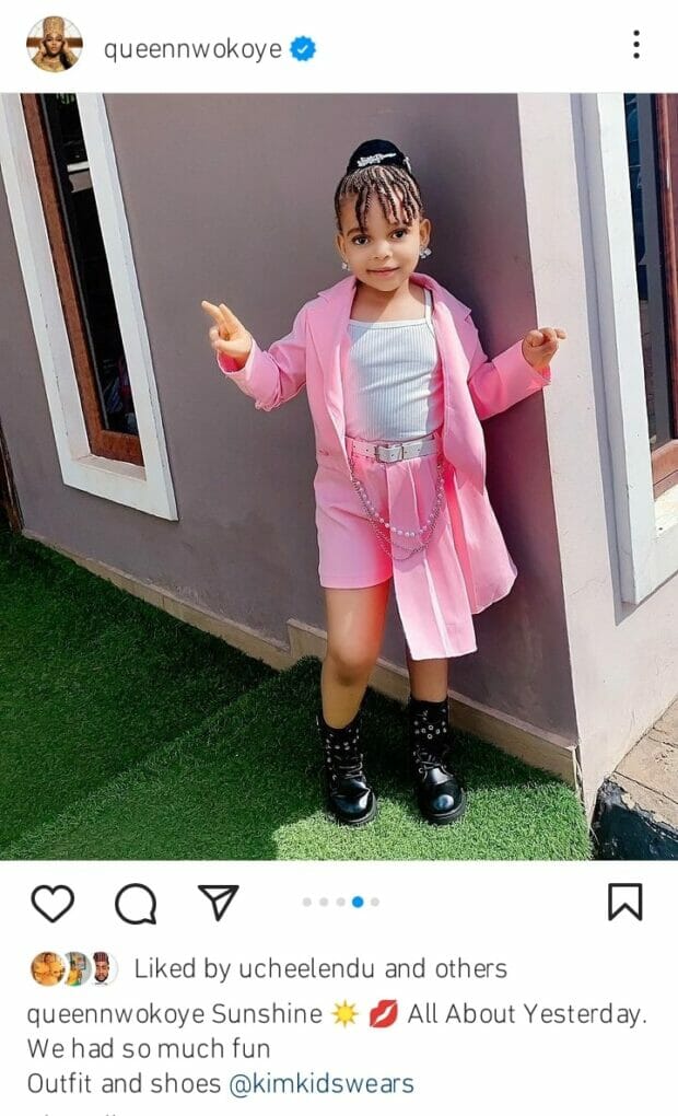 Fans react to adorable photos of Queen Nwokoye's daughter