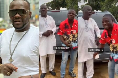 Yomi Fabiyi rejoices with Alapinni as he becomes a car owner