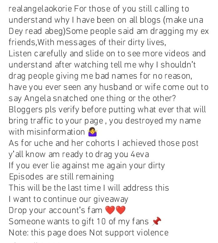 Angela Okorie spills on why she is at war with Uche Elendu