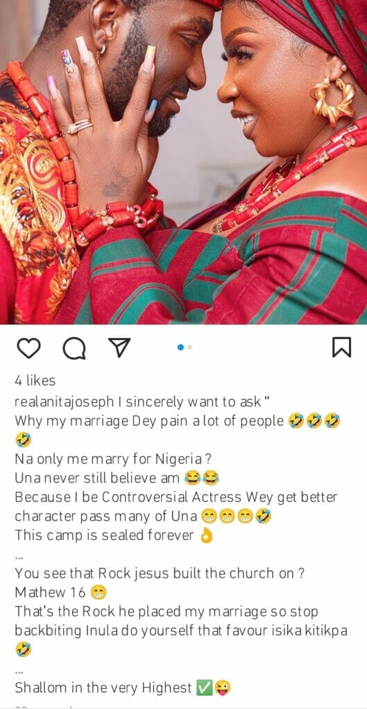 Anita Joseph quizzes about her marriage