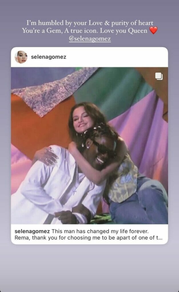 Rema describes Selena Gomez as an icon