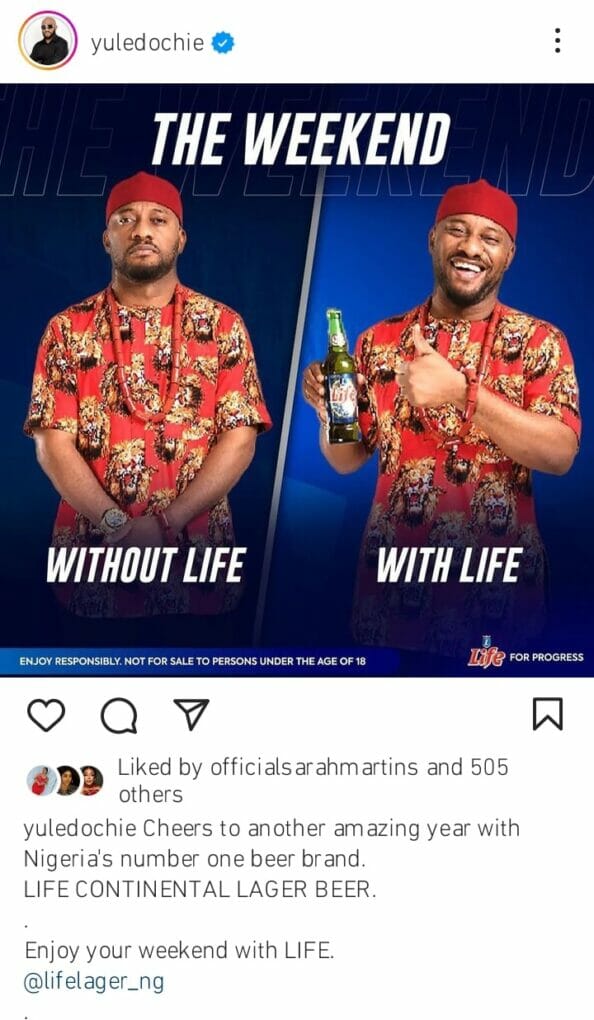 Yul Edochie renews contract with Beer company