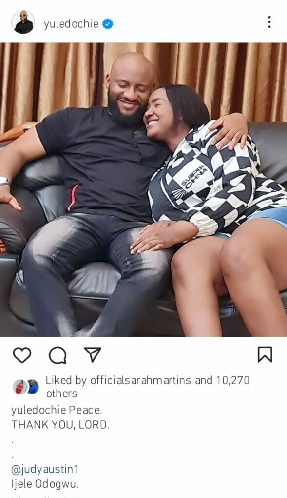 Yul Edochie says Judy Austin is his peace