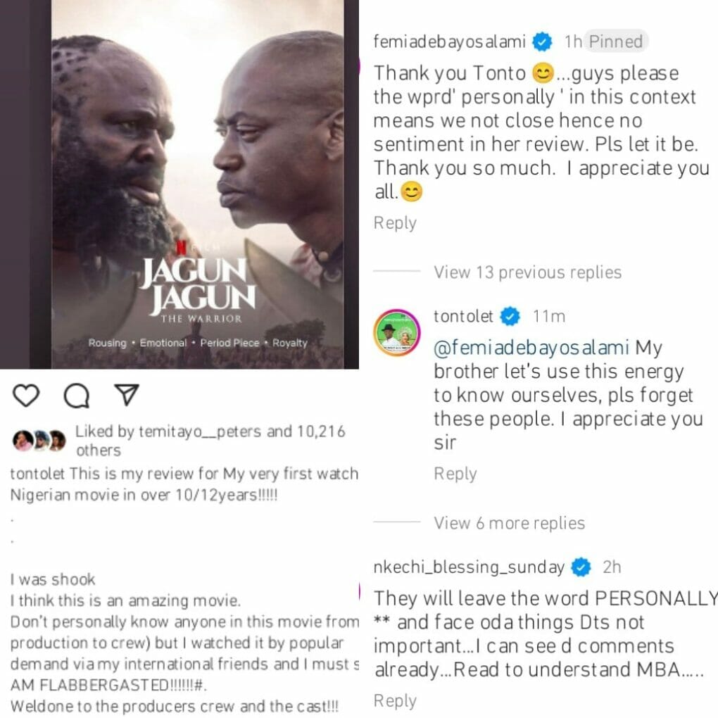 Femi Adebayo defends Tonto Dikeh over review of his movie