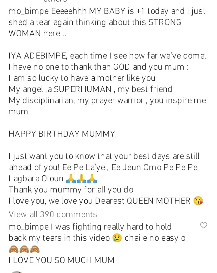 Mo Bimpe celebrates mother's 64th birthday