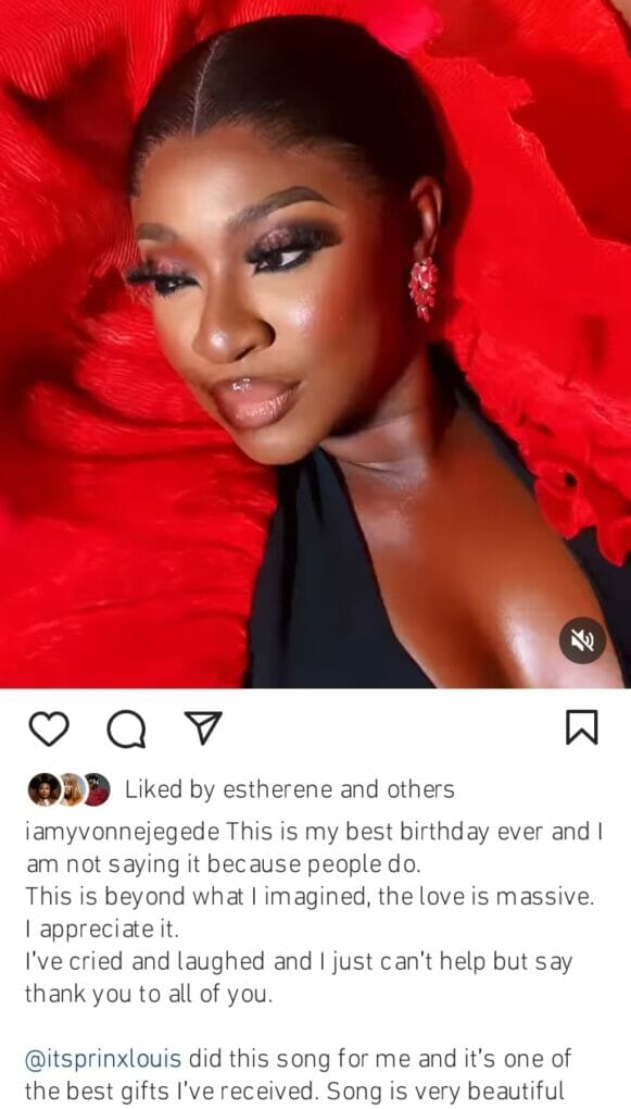 Yvonne Jegede overwhelmed with love on her birthday