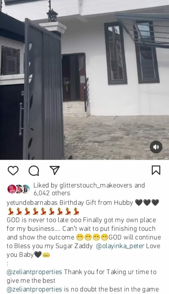 Yetunde Barnabas's husband gifts her a property on her birthday
