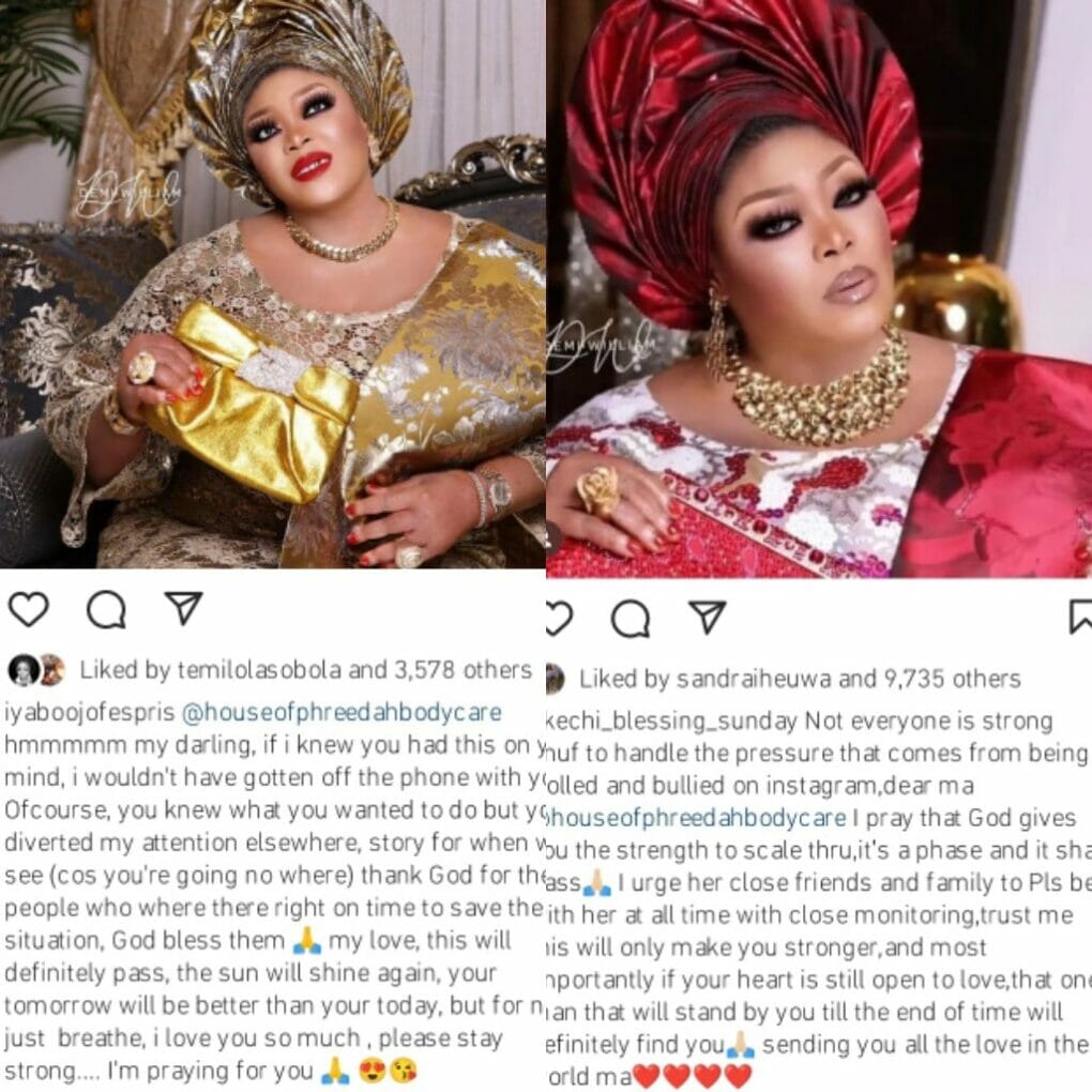 Iyabo Ojo and Nkechi Blessing show support to Farida Sobowale