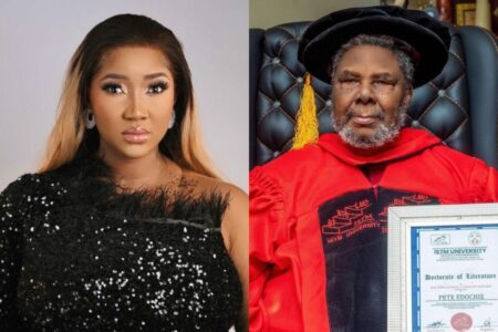 Judy Austin hails Pete Edochie as he bags Doctorate degree