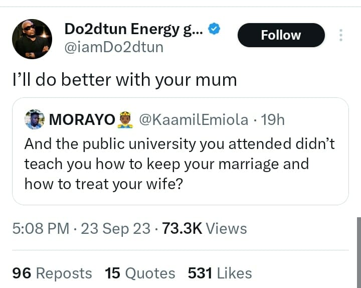 Between Do2dtun and a man who trolled him over his failed marriage