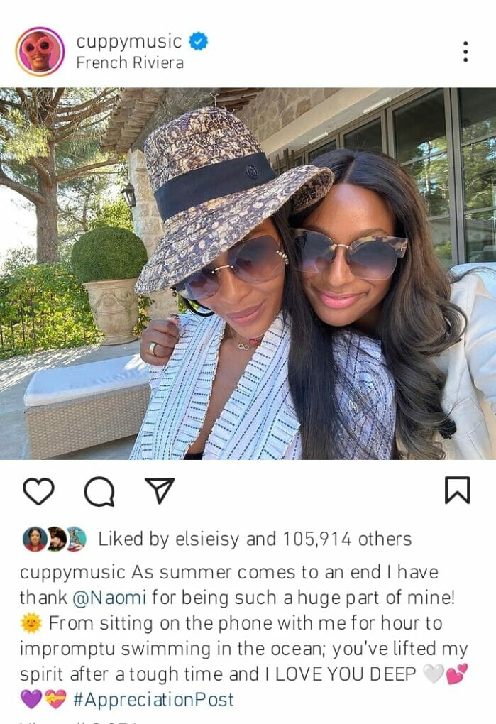 DJ Cuppy appreciates Naomi Campbell