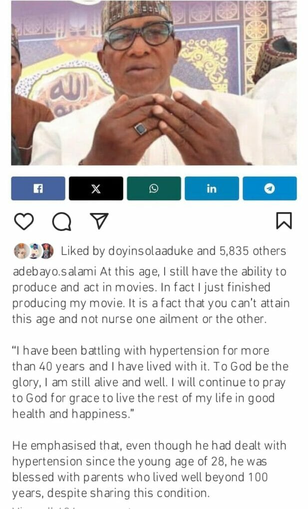 Adebayo Salami battles hypertension