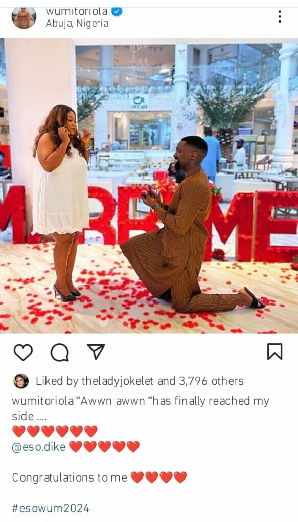 Wumi Toriola and Eso Dikeh set to wed