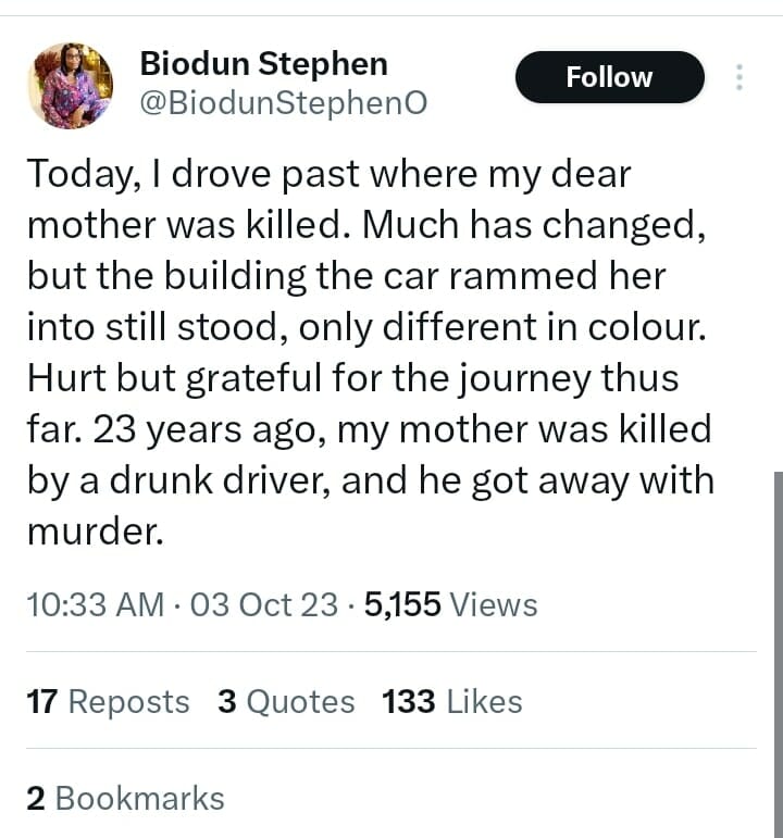 Biodun Stephen recounts how her mother was murdered