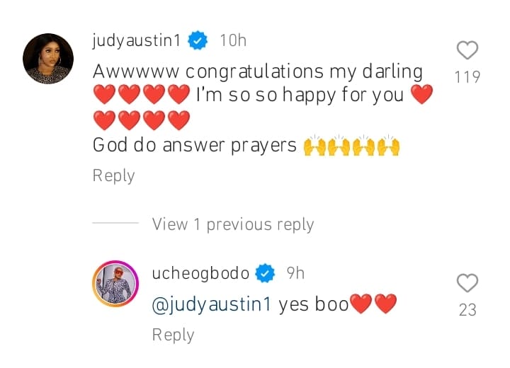 Judy Austin celebrates Uche Ogbodo as she welcomes boy