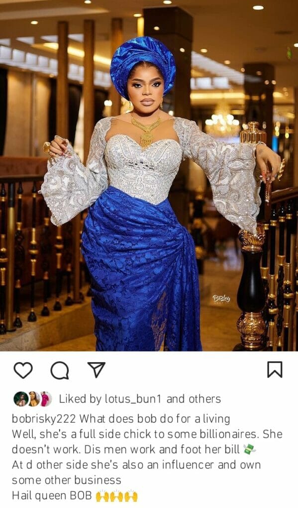 Bobrisky says he is a full side chick to billionaires