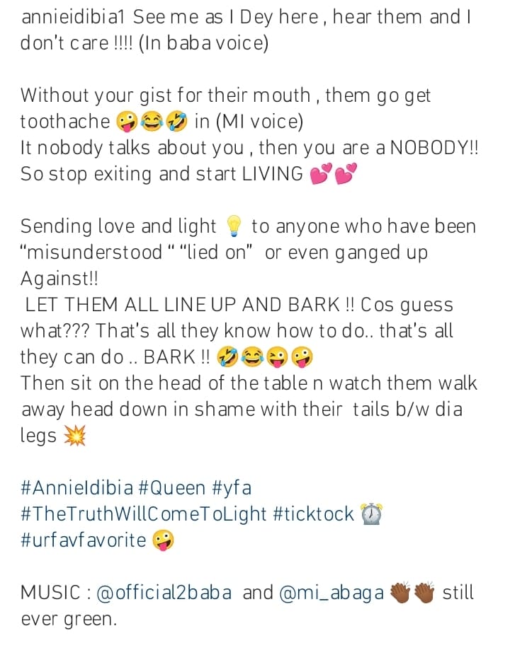 Annie Idibia shares cryptic message