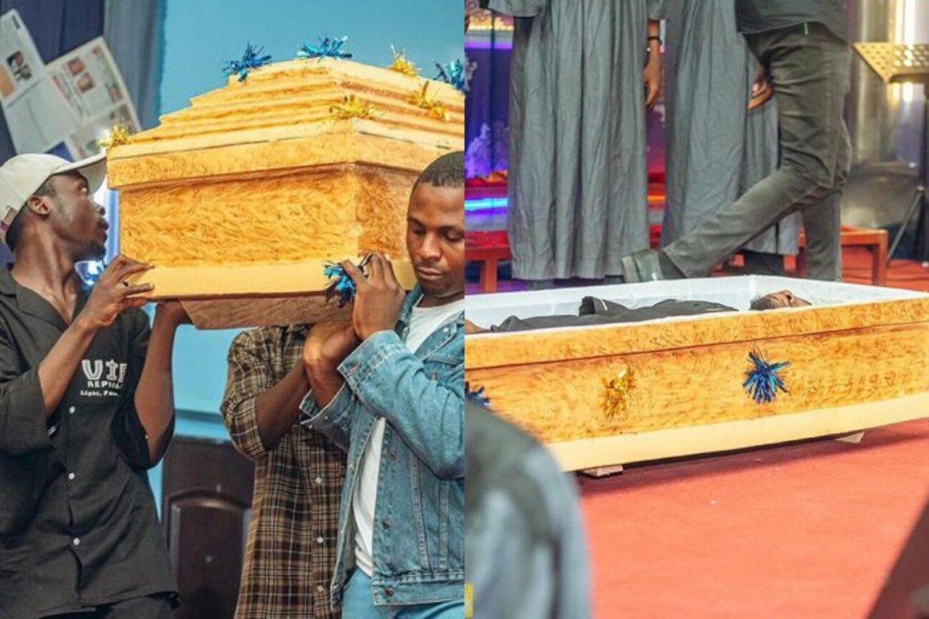 Gospel singer storms church in casket