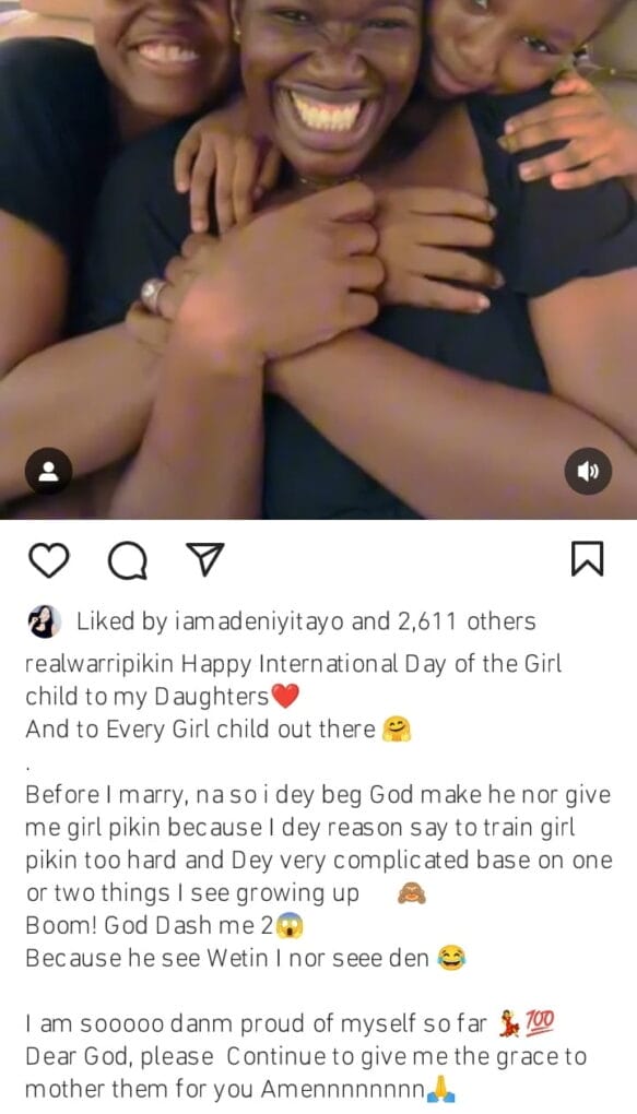 Warri Pikin reveals why she didn't want a girl child