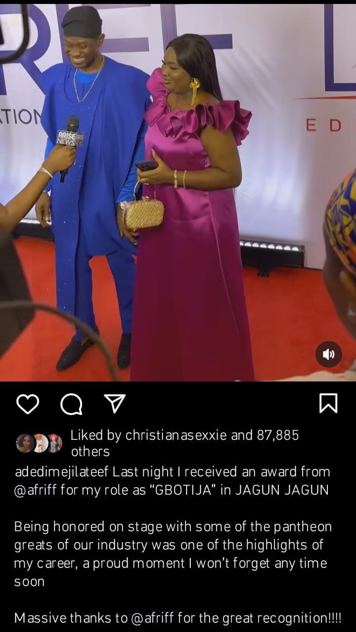Lateef Adedimeji bags AFRIFF award