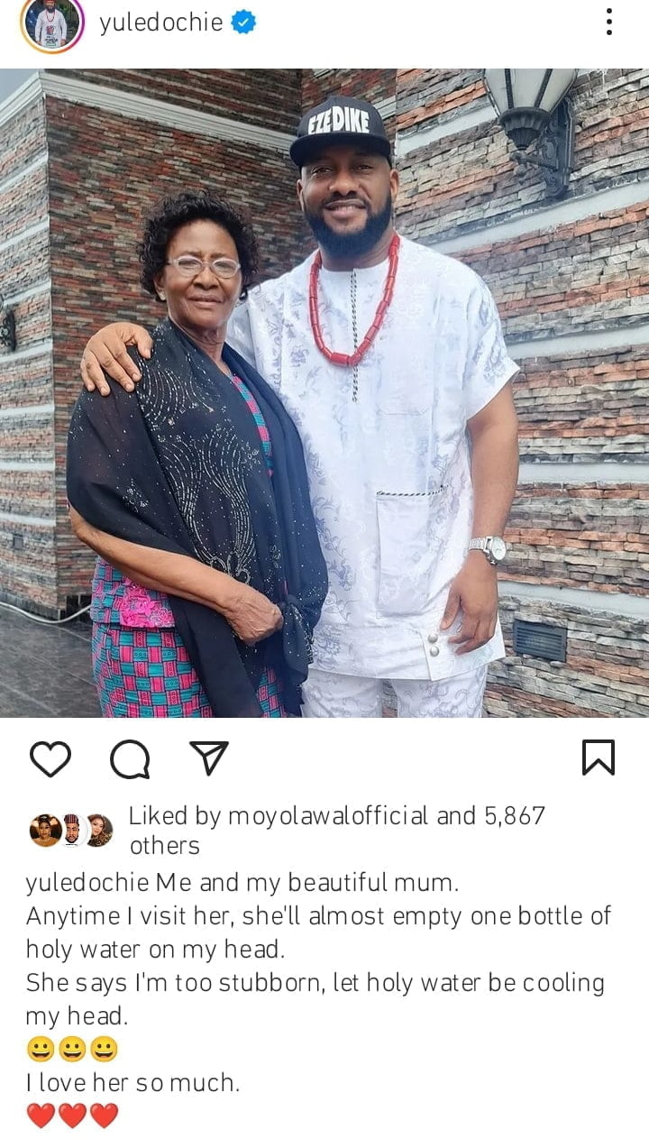 Yul Edochie visits his mother