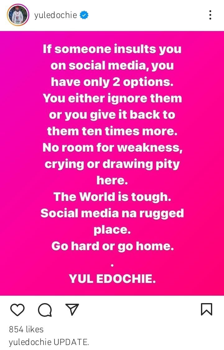 Yul Edochie gives advice on how to handle trolls 