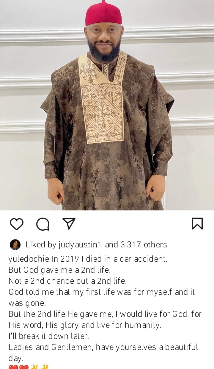 Yul Edochie recounts how God saved him in 2019