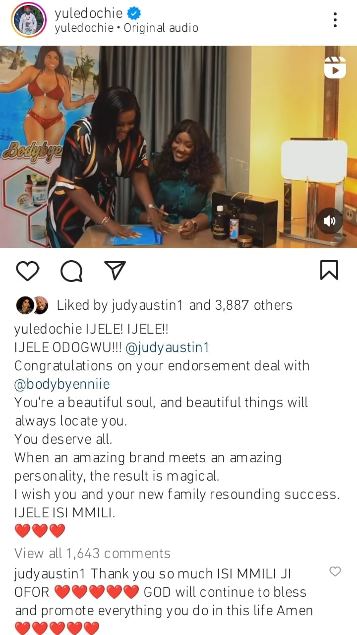 Yul Edochie celebrates Judy Austin on her endorsement deal