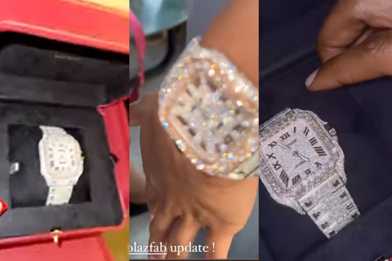 Davido gifts Folasade a diamond watch