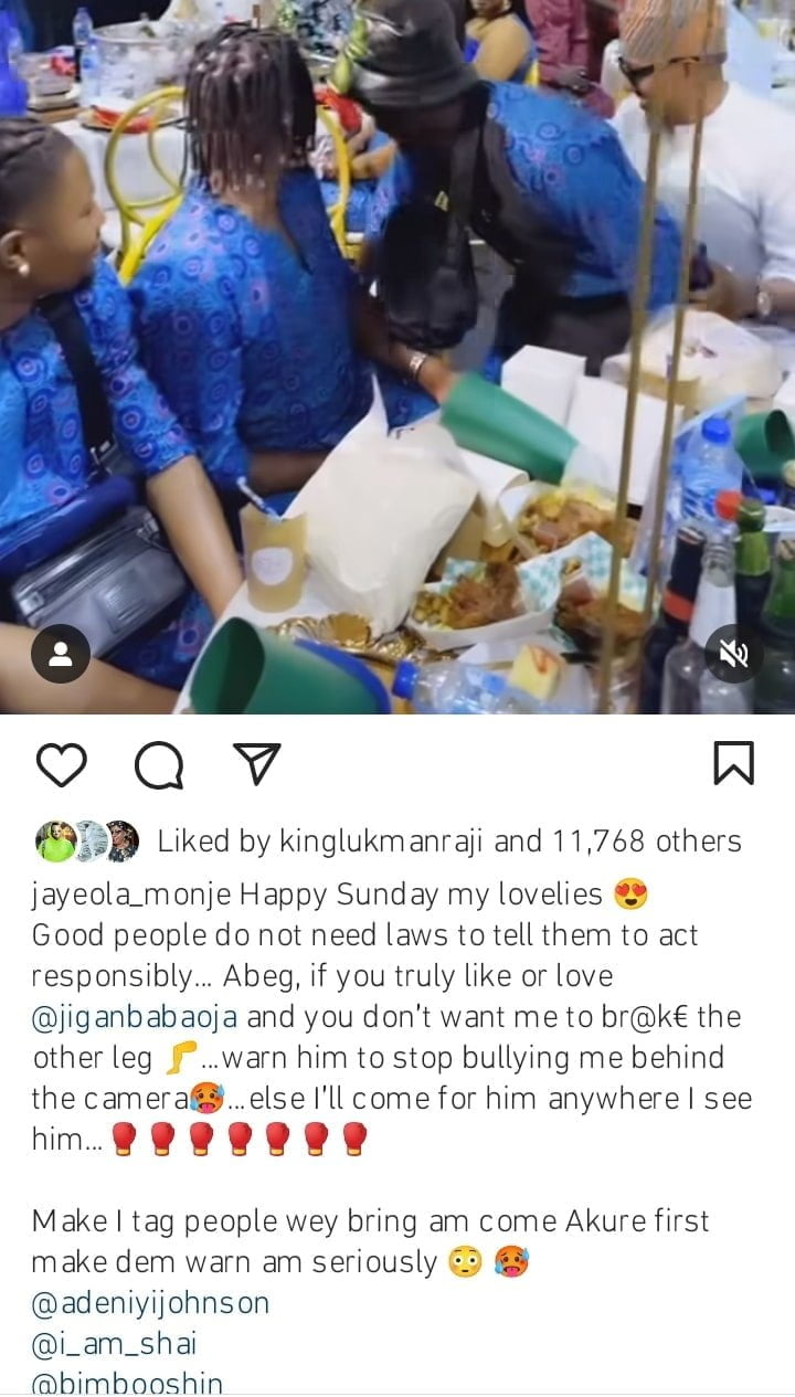 Jayeola Monje tells Jigan she would break his leg