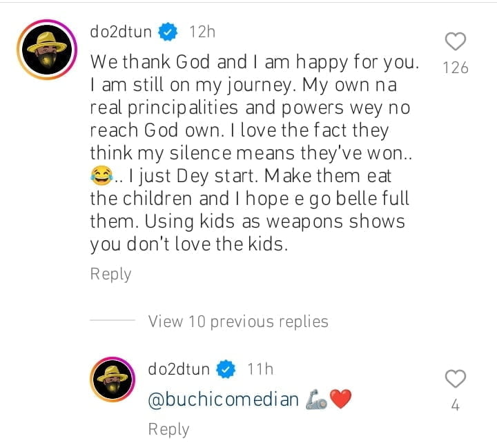 Do2dtun reacts as Buchi gains access to his kids