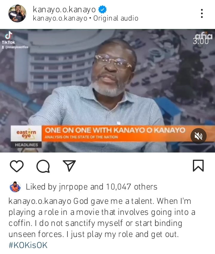 Kanayo Kanayo on sanctifying himself before entering coffins in movies