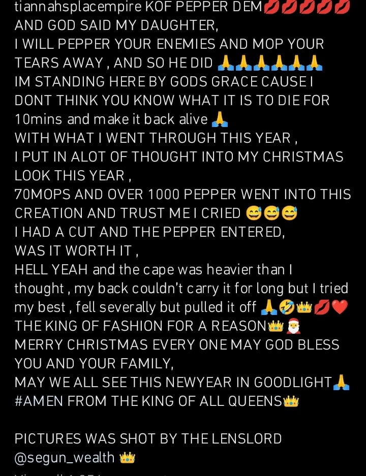 Toyin Lawani mops and pepper Christmas outfit