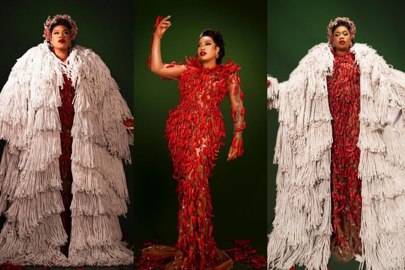 Toyin Lawani mops and pepper Christmas outfit