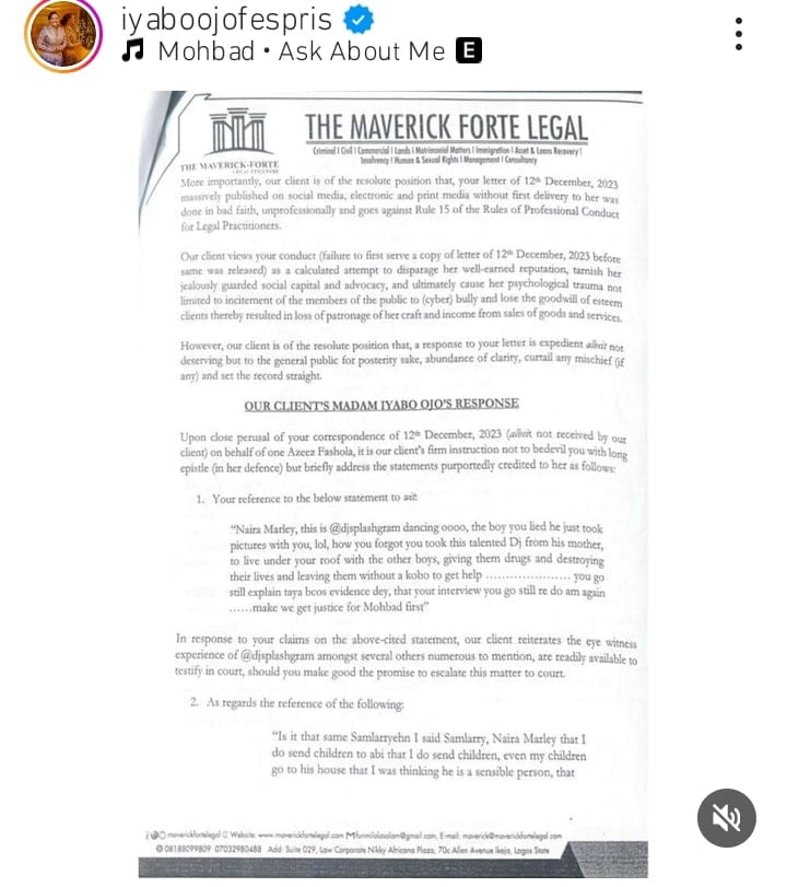 Iyabo Ojo reacts to Naira Marley's lawsuit
