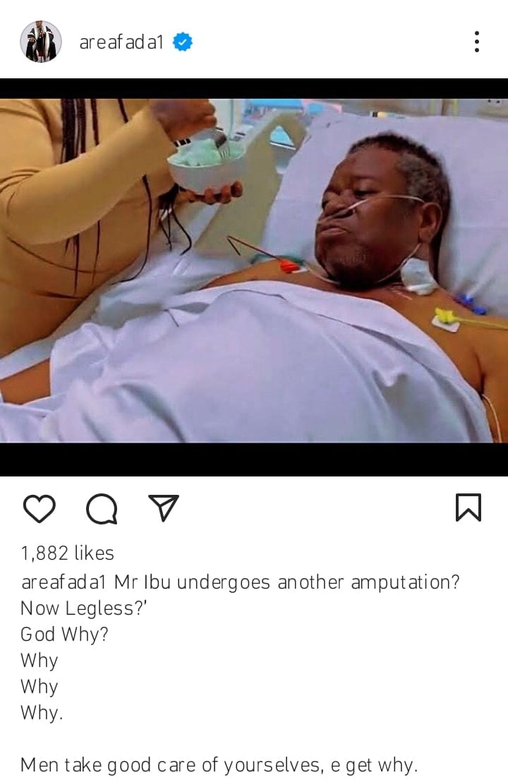 Charly Boy reacts to Mr Ibu's leg amputation
