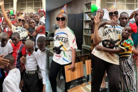 Nancy Isime donates library to school