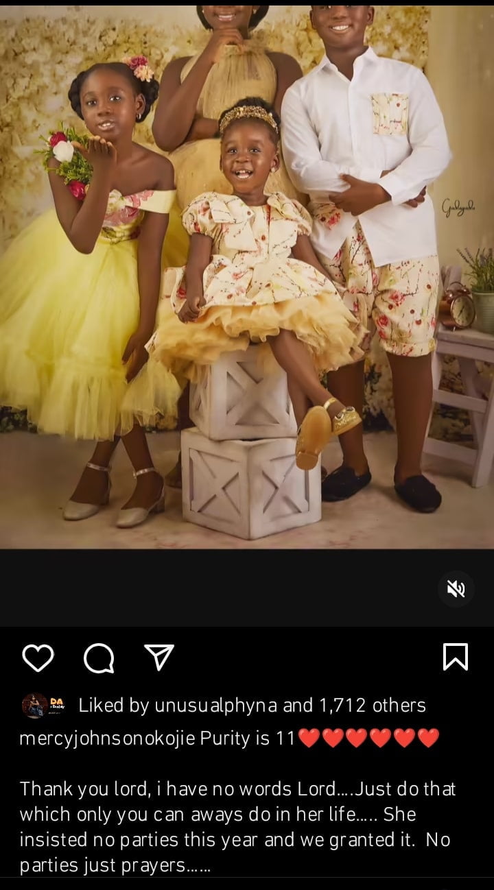 Mercy Johnson celebrates daughter Purity as she turns 11