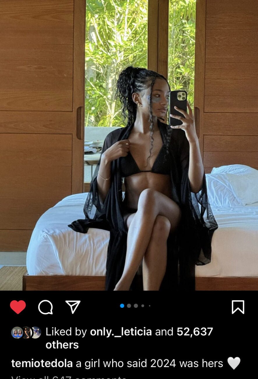 Temi Otedola wearing a stunning beach outfit in new photo