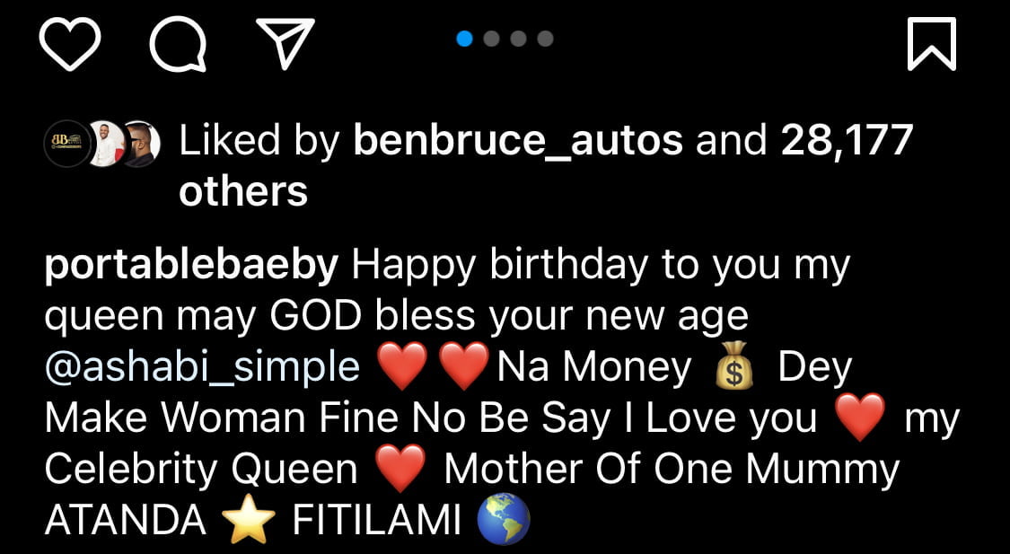 Portable's birthday message to hs baby mama on Instagram