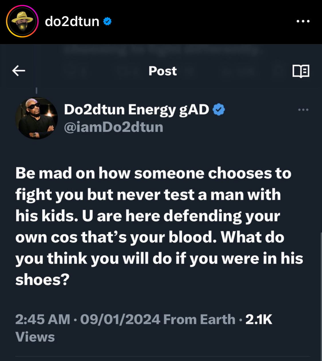 Do2dtun commentary on testing a man with his kids